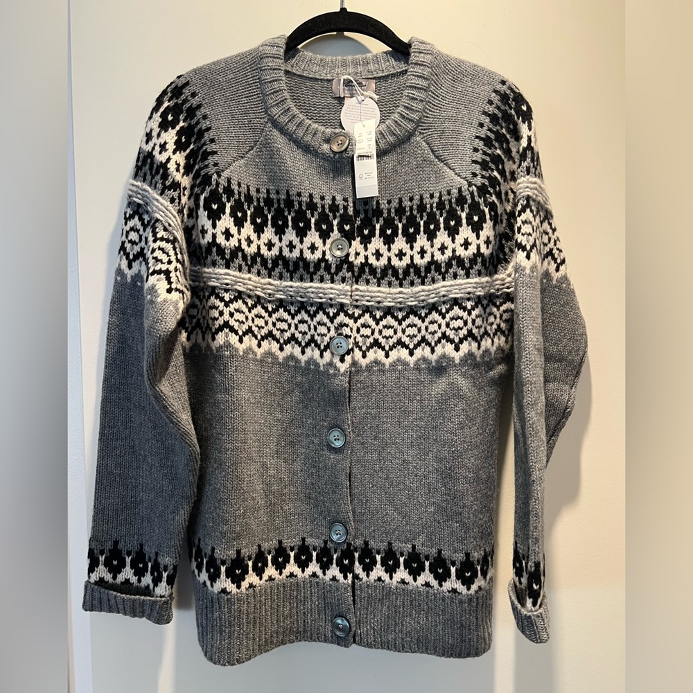 J. Crew Gray and Black Cashmere Cardigan
